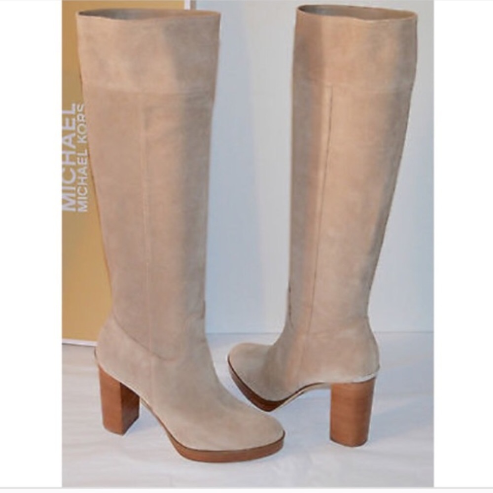 Michael Kors Regina suede khaki knee high boots